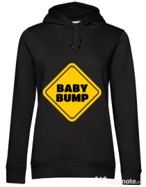 Hoodie dama cu gluga Baby bump Negru