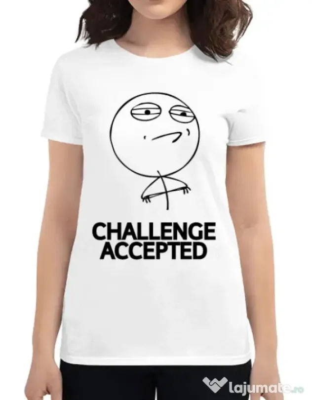 Tricou ADLER dama Challenge Accepted Alb