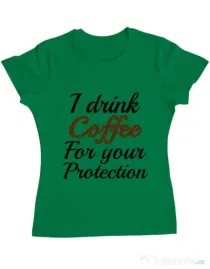 Tricou ADLER dama Coffee for your protection Verde mediu