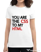 Tricou ADLER dama CSS to HTML Alb 
