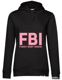 Hoodie dama cu gluga Funky baby inside Negru