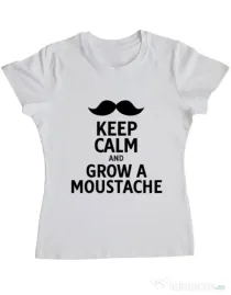 Tricou ADLER dama Grow a moustache Alb
