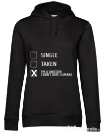 Hoodie dama cu gluga I'm a unicorn Negru