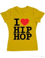 Tricou ADLER dama I love hip hop Galben