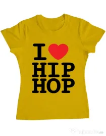 Tricou ADLER dama I love hip hop Galben