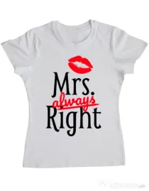 Tricou ADLER dama Mrs always right Alb