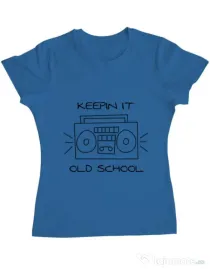 Tricou ADLER dama Old school stereo Albastru azuriu