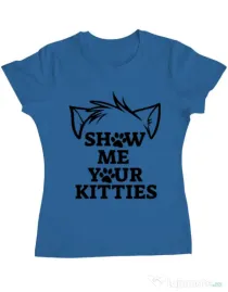 Tricou ADLER dama Show me your kitties Albastru azuriu