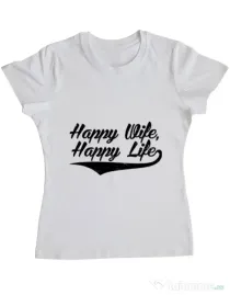Tricou ADLER dama Happy life Alb