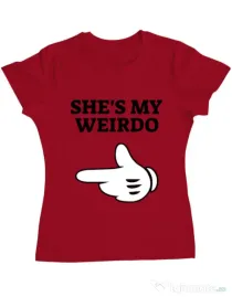 Tricou ADLER dama She's my weirdo Rosu