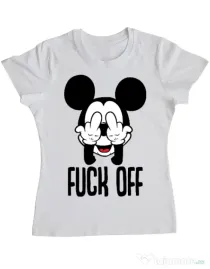 Tricou ADLER dama Fuck off Alb