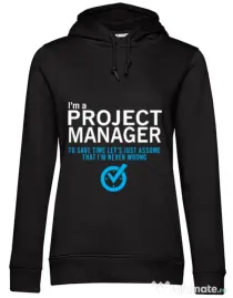 Hoodie dama cu gluga Project manager Negru