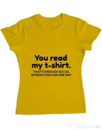 Tricou ADLER dama You read my t-shirt Galben