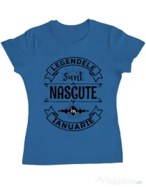 Tricou ADLER dama Legendele sunt nascute in Ianuarie Albastru azuriu