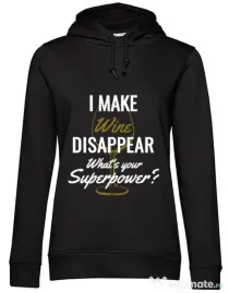 Hoodie dama cu gluga I make wine disappear Negru