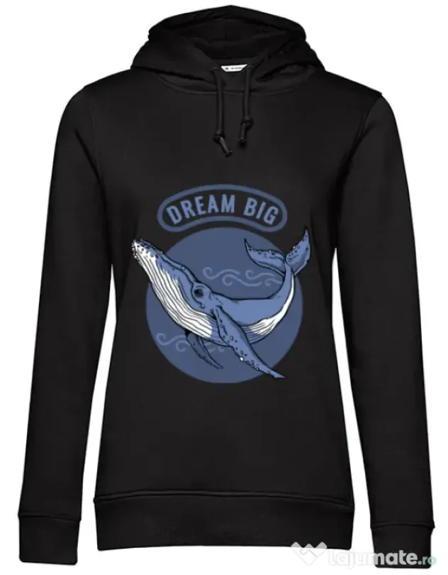 Hoodie dama cu gluga Dream big Negru