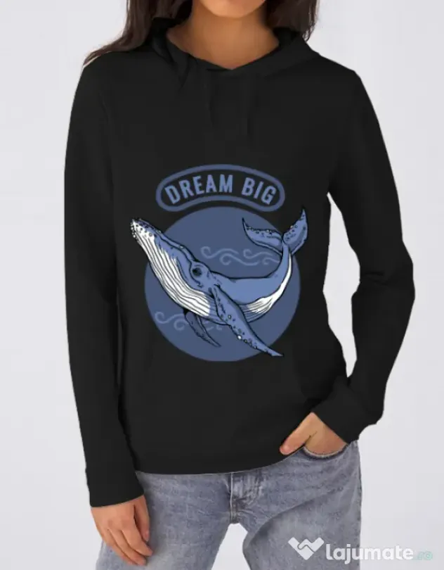 Hoodie dama cu gluga Dream big Negru