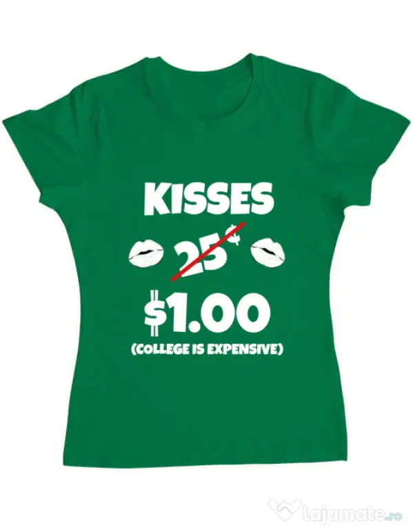 Tricou ADLER dama College is expensive Verde mediu