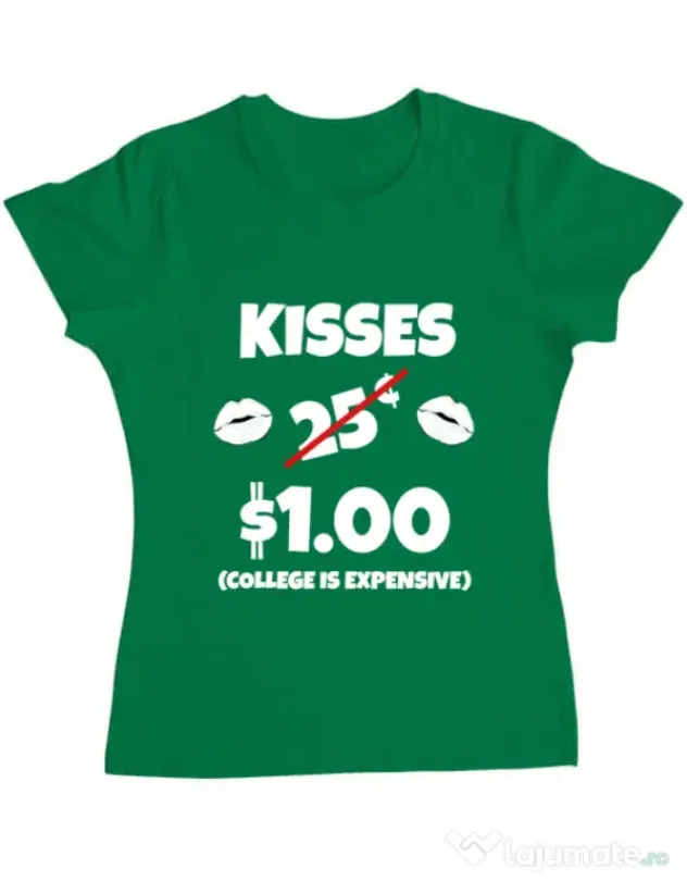 Tricou ADLER dama College is expensive Verde mediu