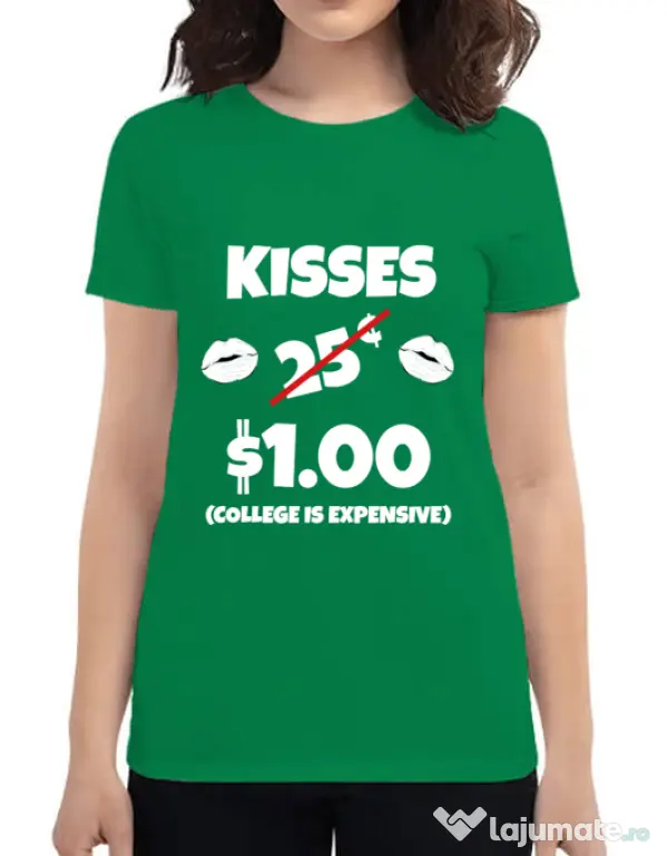 Tricou ADLER dama College is expensive Verde mediu