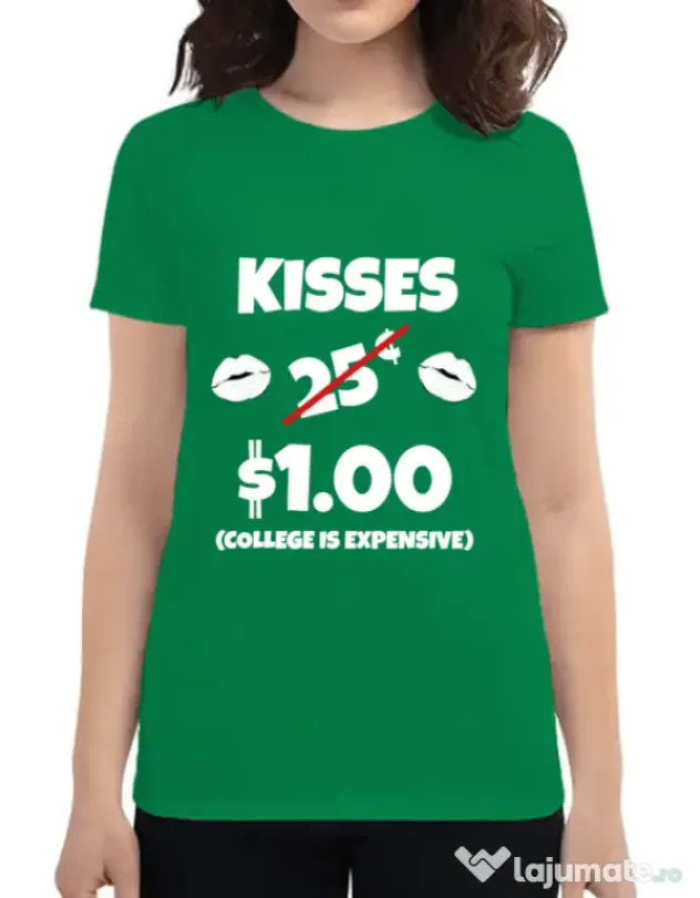 Tricou ADLER dama College is expensive Verde mediu
