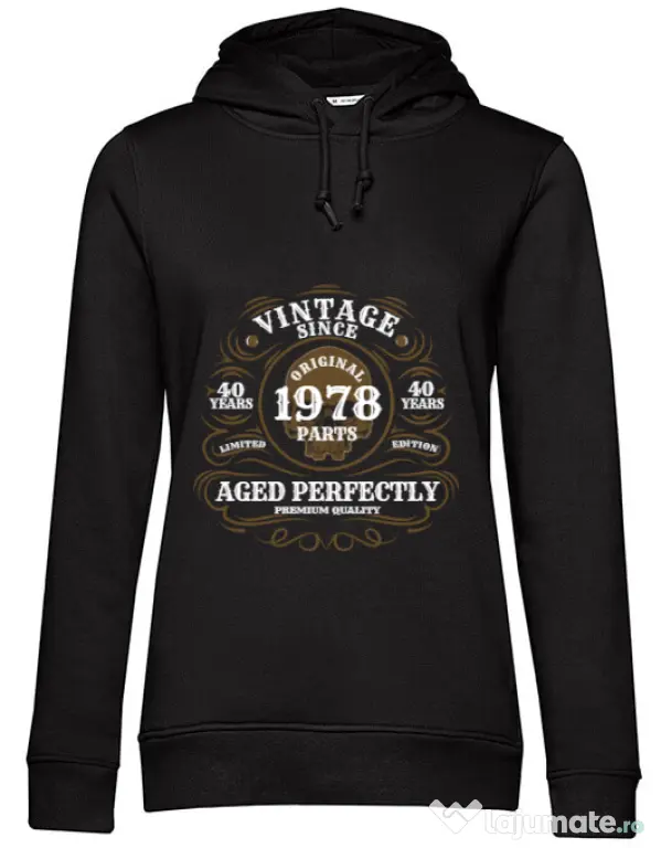 Hoodie dama cu gluga Vintage since Negru