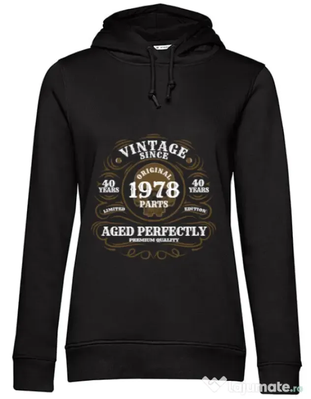 Hoodie dama cu gluga Vintage since Negru