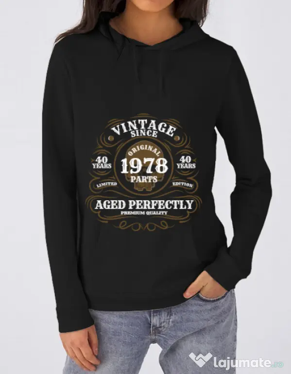 Hoodie dama cu gluga Vintage since Negru