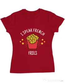 Tricou ADLER dama I speak french Rosu
