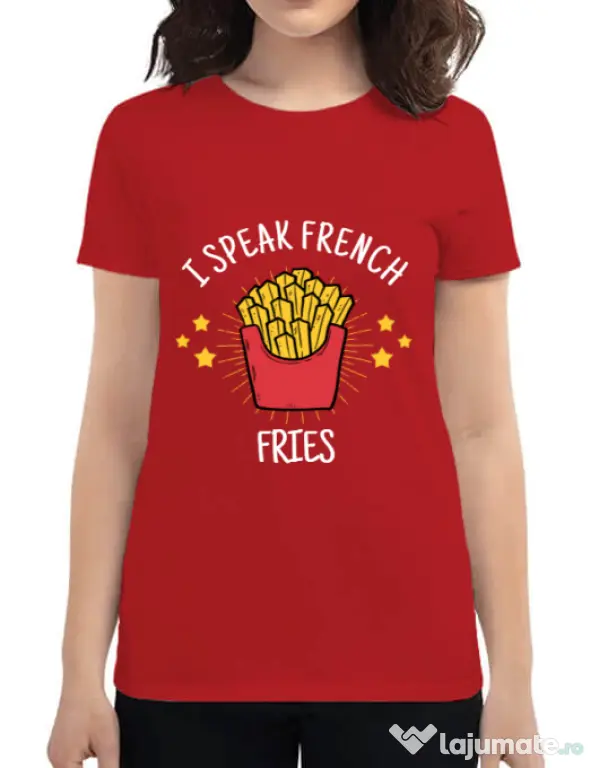 Tricou ADLER dama I speak french Rosu