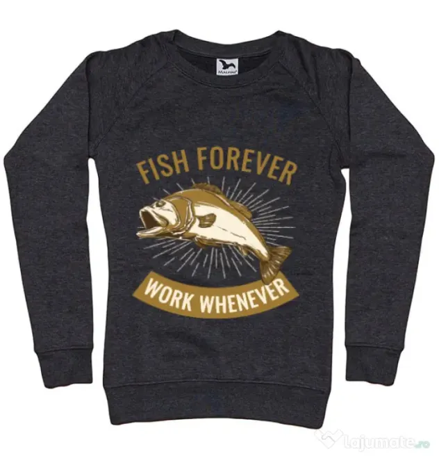 Bluza ADLER dama Fish forever Negru melanj