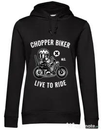 Hoodie dama cu gluga Chopper biker Negru