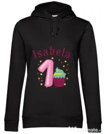 Hoodie dama cu gluga First Birthday Negru