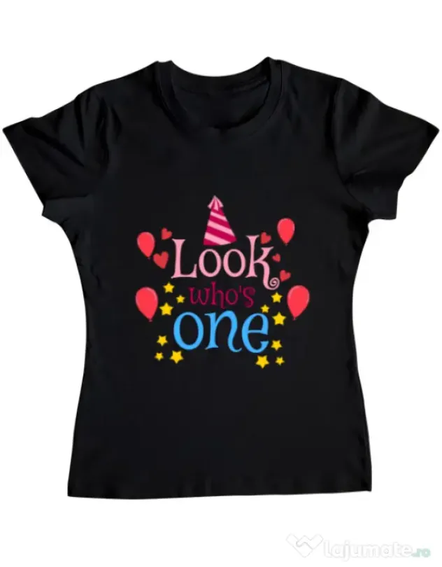 Tricou ADLER dama Baby birthday Negru