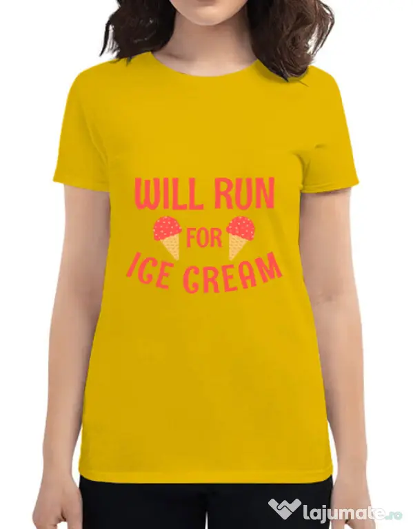 Tricou ADLER dama Running for ice cream Galben