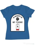 Tricou ADLER dama In memory of my phone Albastru azuriu
