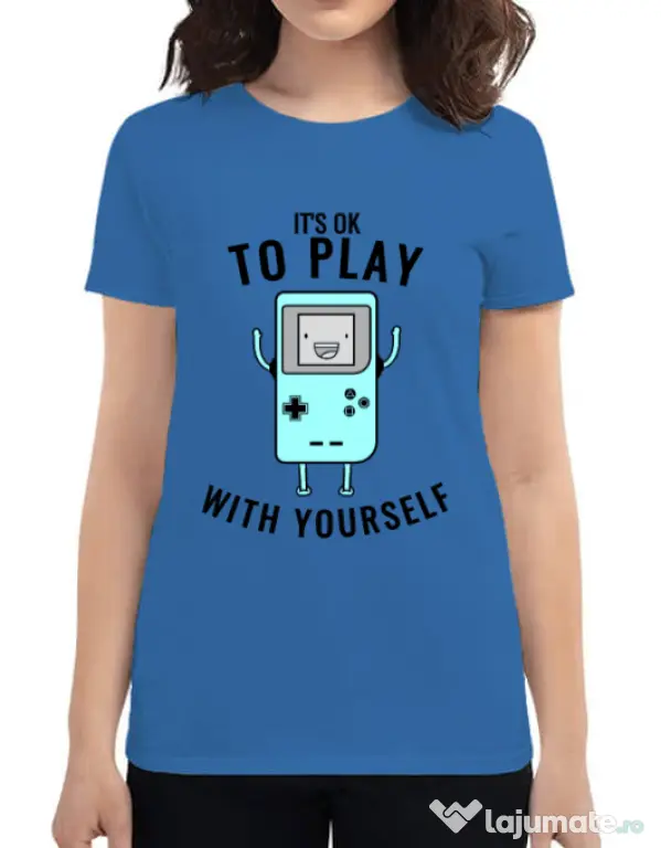 Tricou ADLER dama Playing with yourself Albastru azuriu