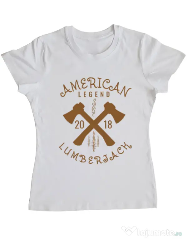 Tricou ADLER dama American lumberjack Alb