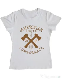 Tricou ADLER dama American lumberjack Alb