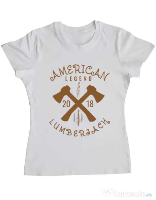 Tricou ADLER dama American lumberjack Alb