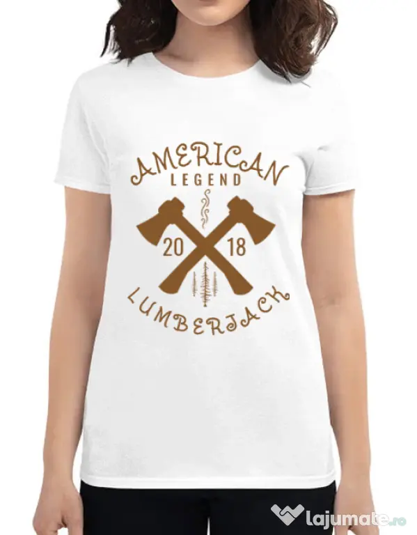 Tricou ADLER dama American lumberjack Alb