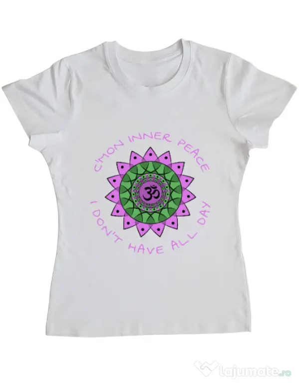 Tricou ADLER dama C’mon inner peace Alb