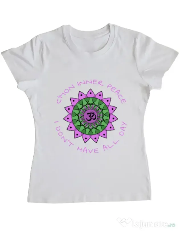 Tricou ADLER dama C’mon inner peace Alb