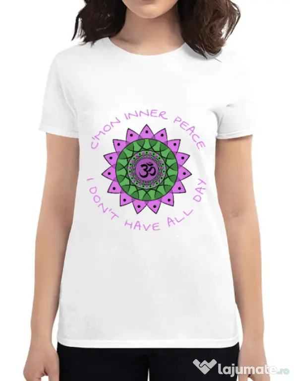 Tricou ADLER dama C’mon inner peace Alb