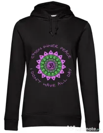 Hoodie dama cu gluga C’mon inner peace Negru