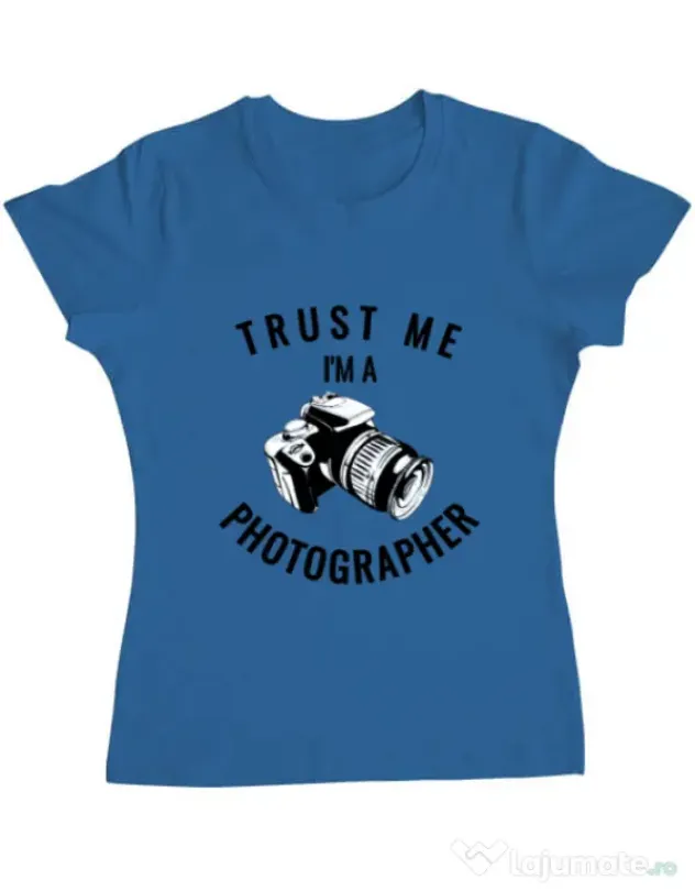 Tricou ADLER dama I’m a photographer Albastru azuriu