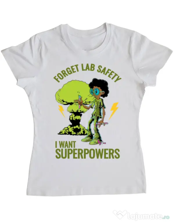 Tricou ADLER dama I want superpowers Alb