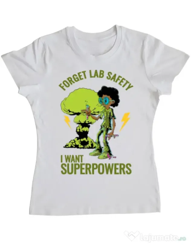 Tricou ADLER dama I want superpowers Alb