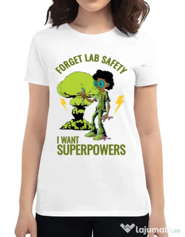 Tricou ADLER dama I want superpowers Alb