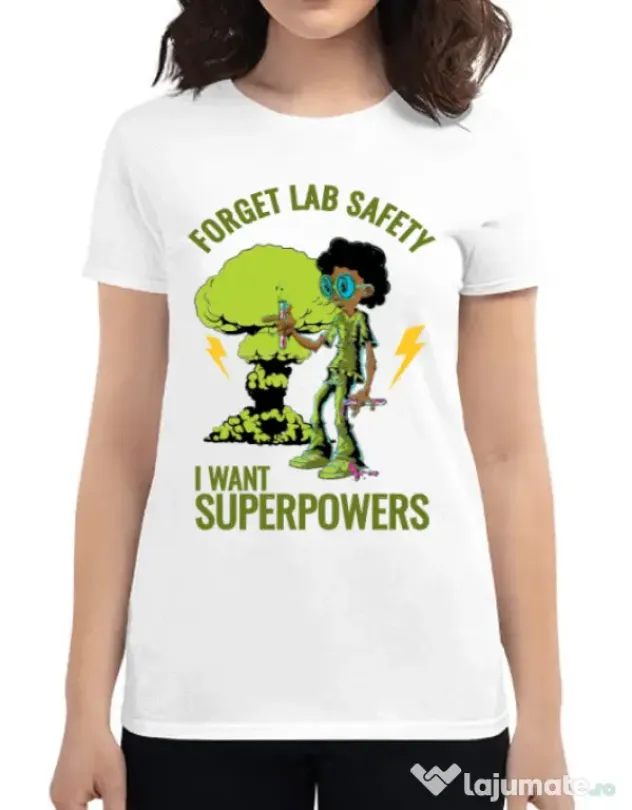 Tricou ADLER dama I want superpowers Alb
